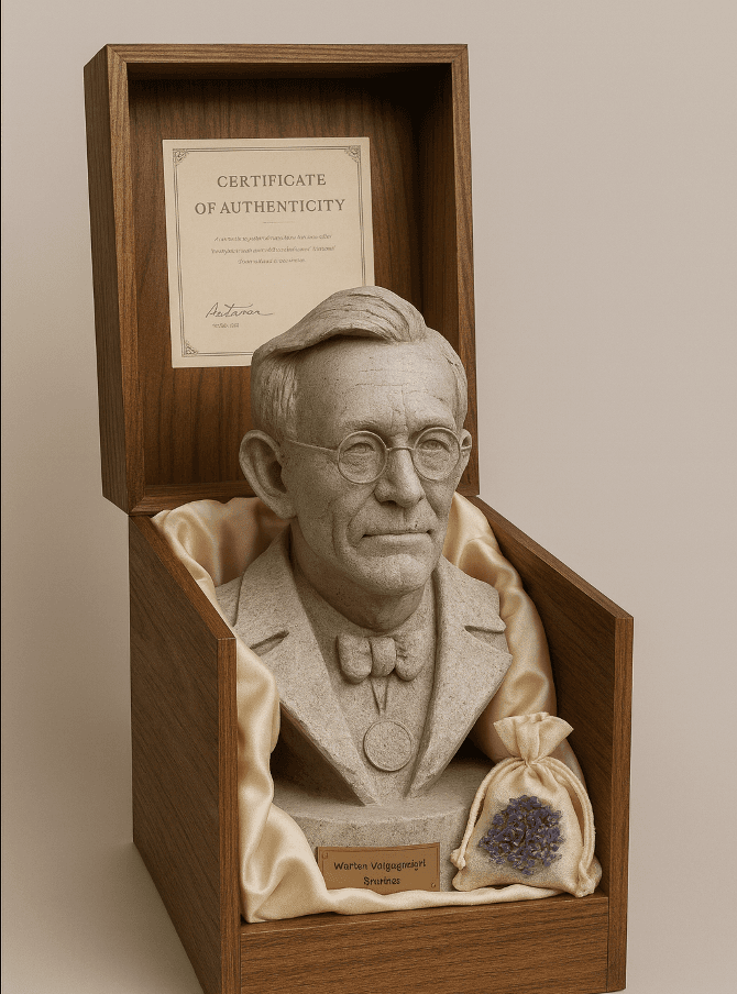 Stone portrait urn in premium presentation box